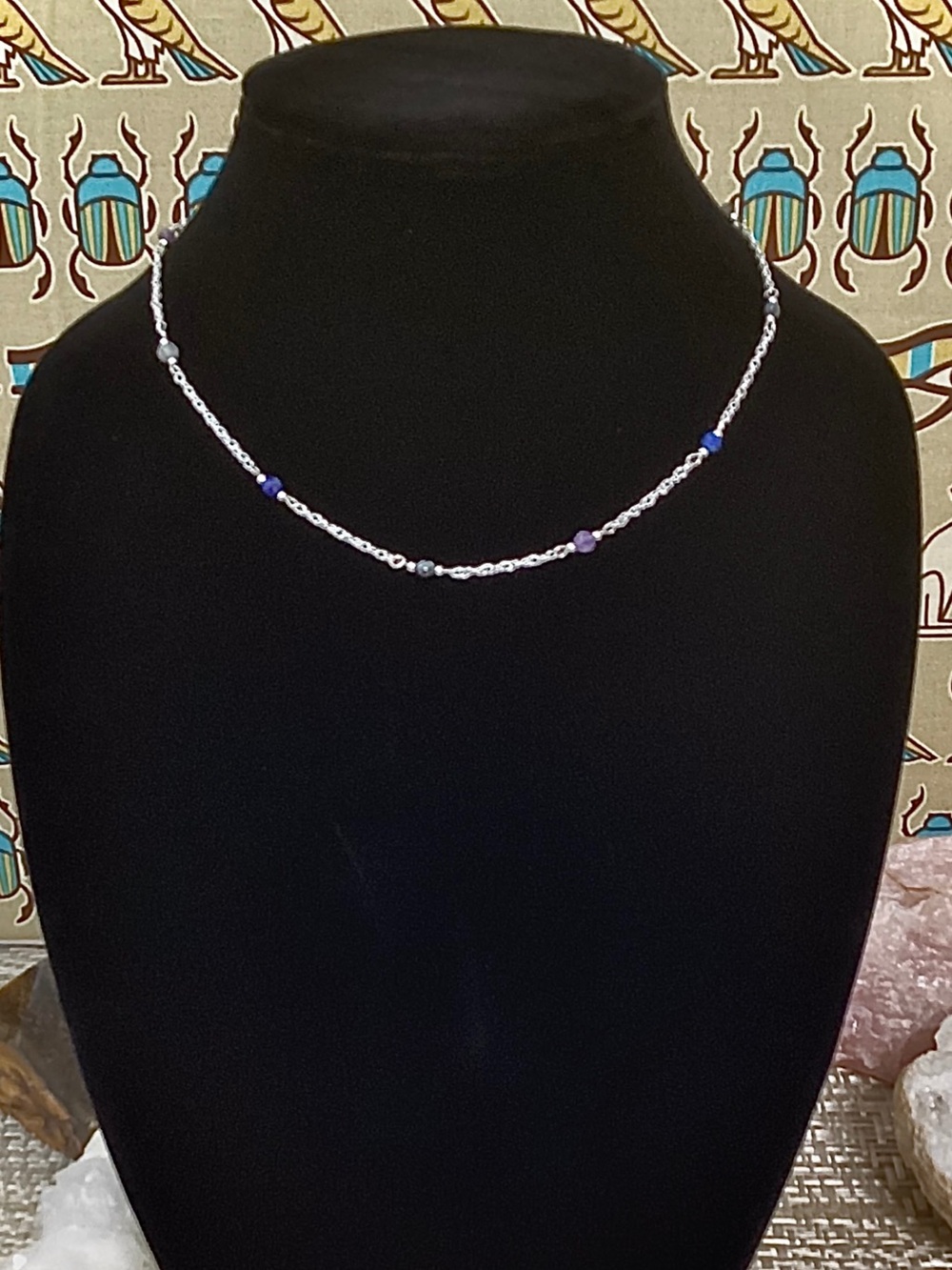 Handcrafted Serling Silver Chain Necklace with Facelets